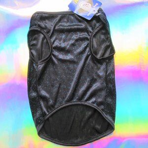 NEW black blue glitter metallic dog clothes shirt size medium